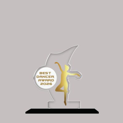 Personalized Best Dancer Award Dance Achievement Recognition Gift for Dancers, Students & Teacher UV Printed Acrylic Award Trophy (Best Dancer Trophy)